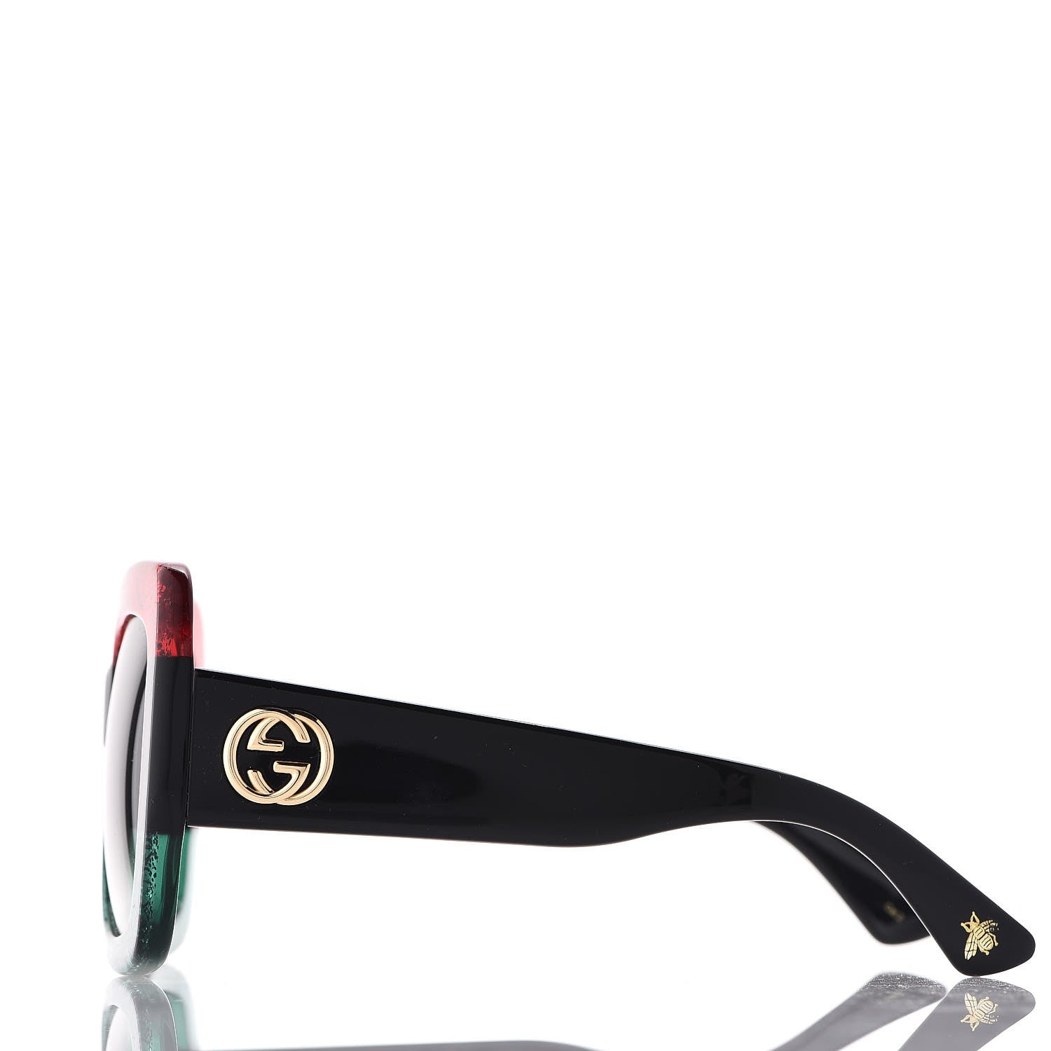 Gucci Square Frame GG0083S Sunglasses Glitter Red Black Green 3 of 8