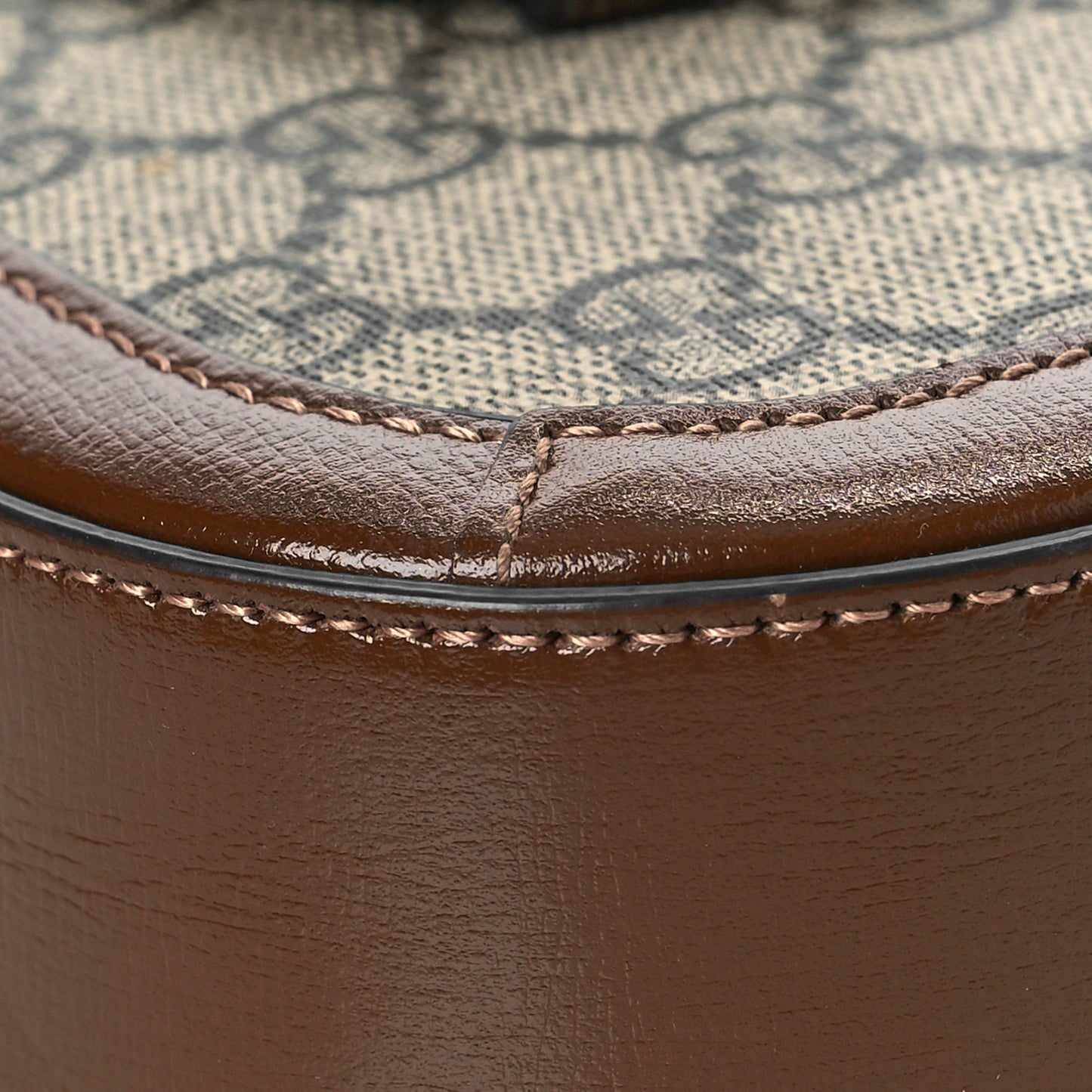 GG Supreme Monogram Web Mini Horsebit 1955 Shoulder Bag Beige Brown Sugar