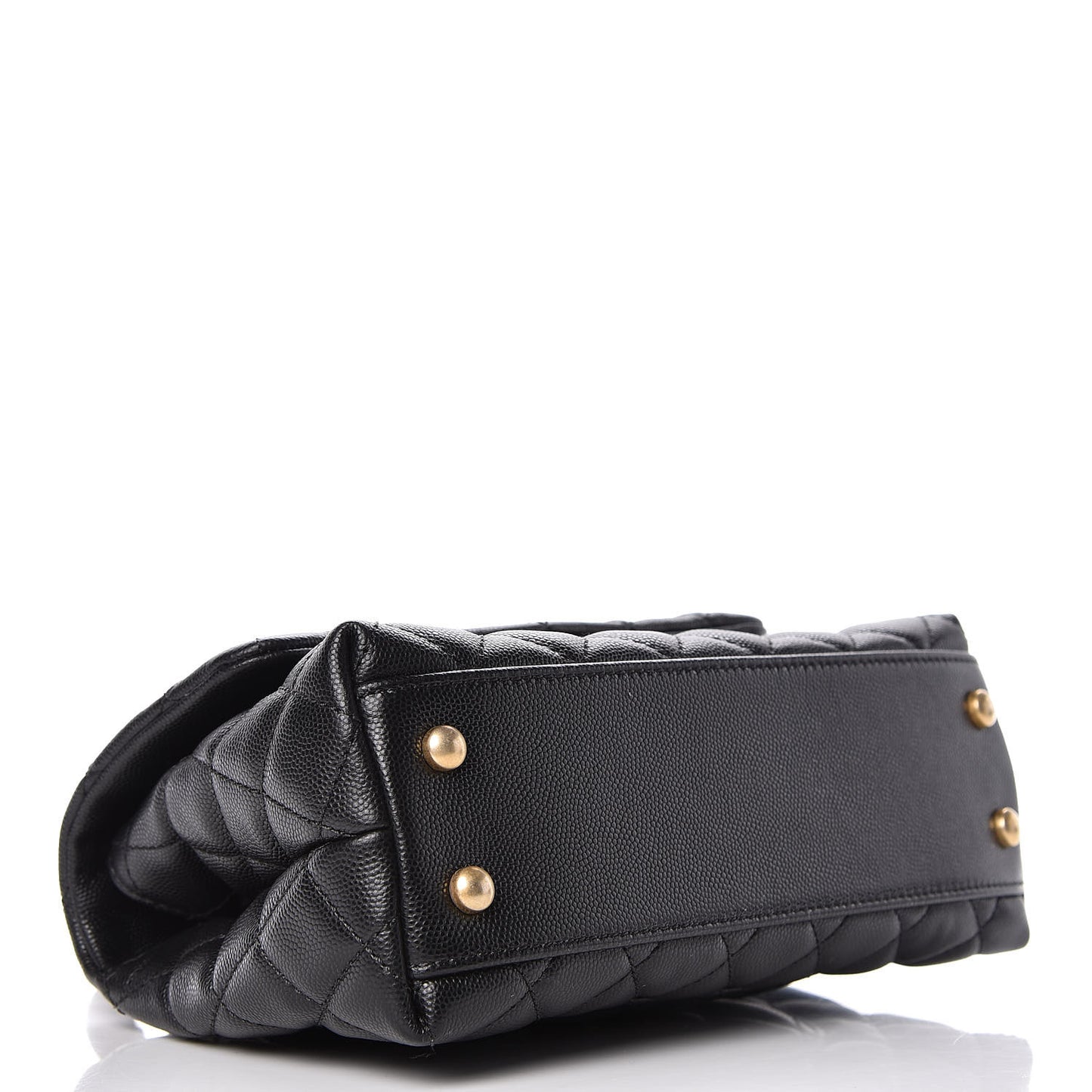 Caviar Lizard Embossed Quilted Mini Coco Handle Flap Black
