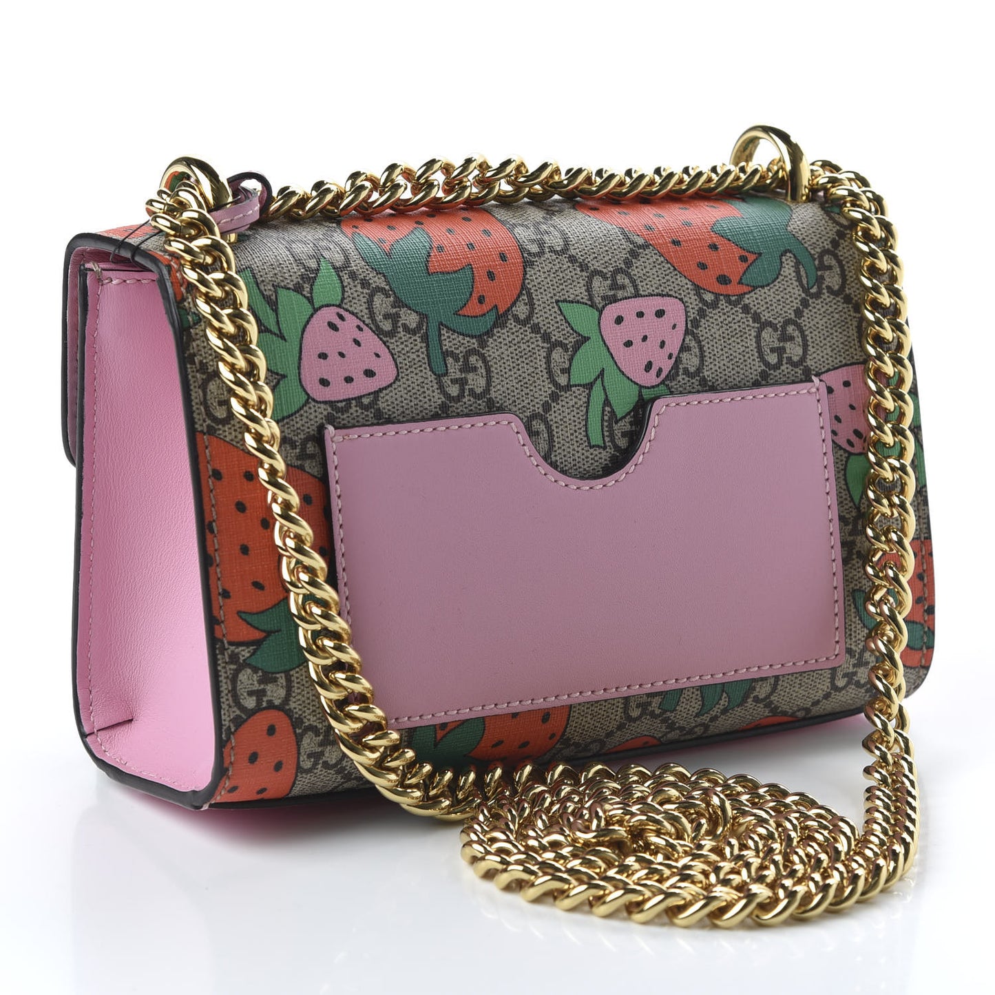 GG Supreme Monogram Strawberry Small Padlock Shoulder Bag