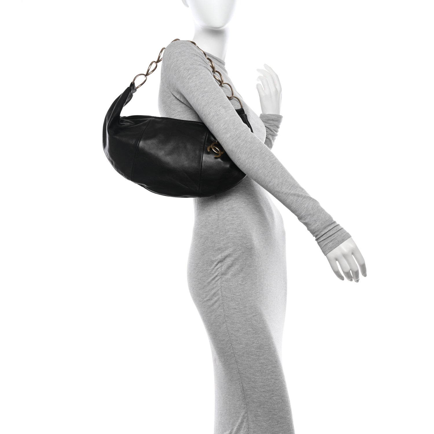 Chanel Lambskin Small Chain Hobo Black 2 of 10