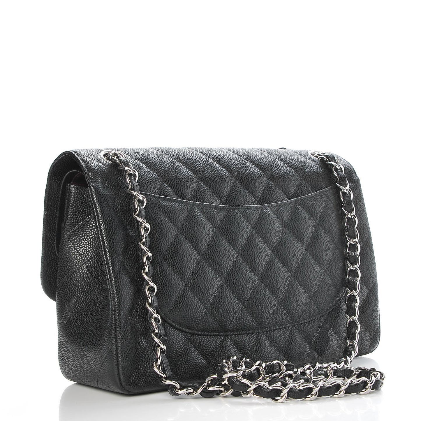 Caviar Quilted Jumbo Double Flap Black