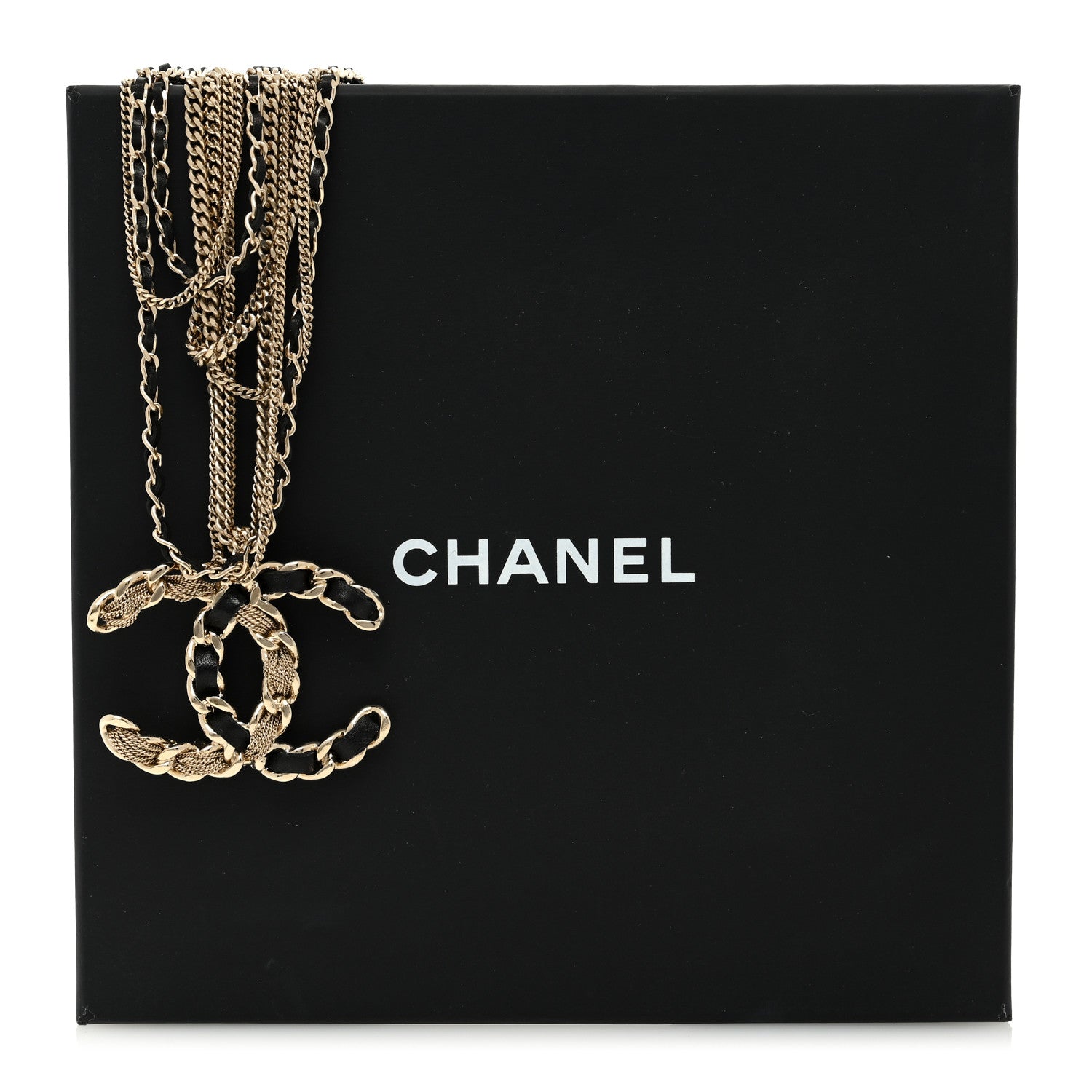 Chanel Lambskin Chain CC Multi Strand Necklace Gold Black 4 of 4