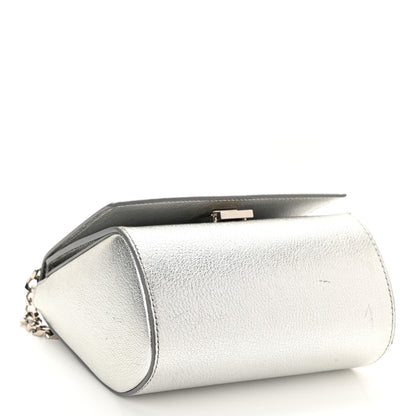 Givenchy Metallic Calfskin Mini Pandora Box Chain Crossbody Bag Silver 3 of 10