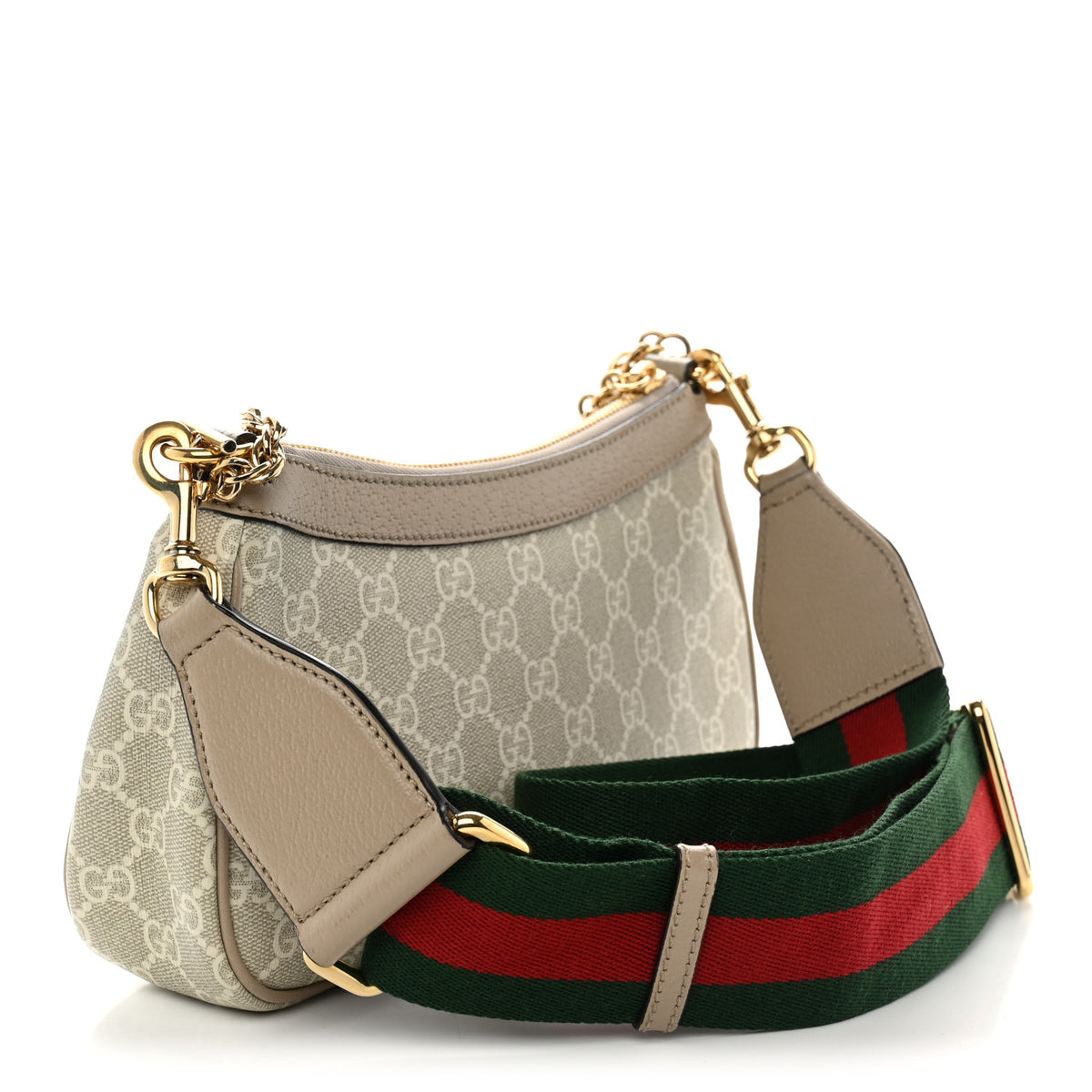 GG Supreme Monogram Textured Dollar Calfskin Web Small Ophidia GG Handbag Beige Mystic White Oatmeal
