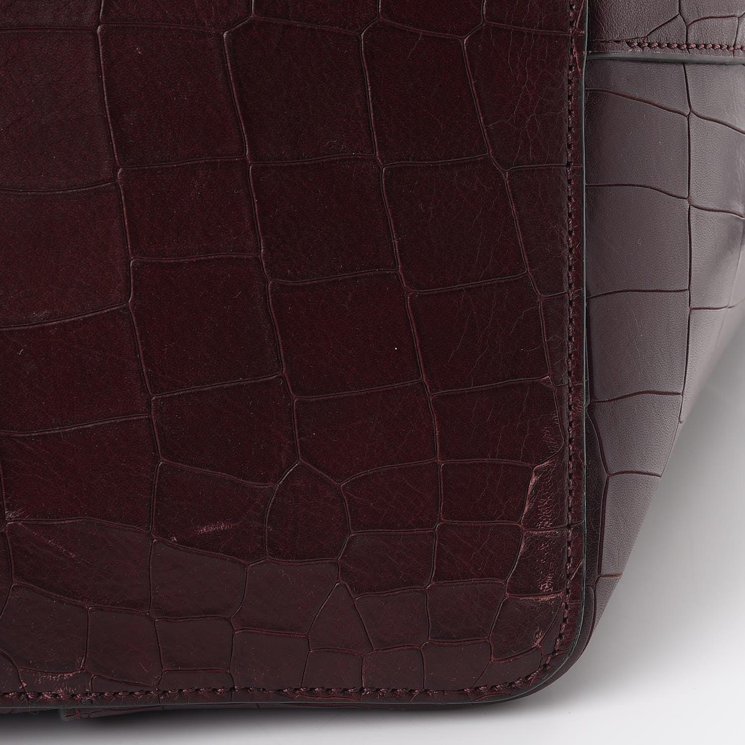 Mulberry Deep Calfskin Crocodile Embossed Kite Bucket Bag Oxblood 13 of 15