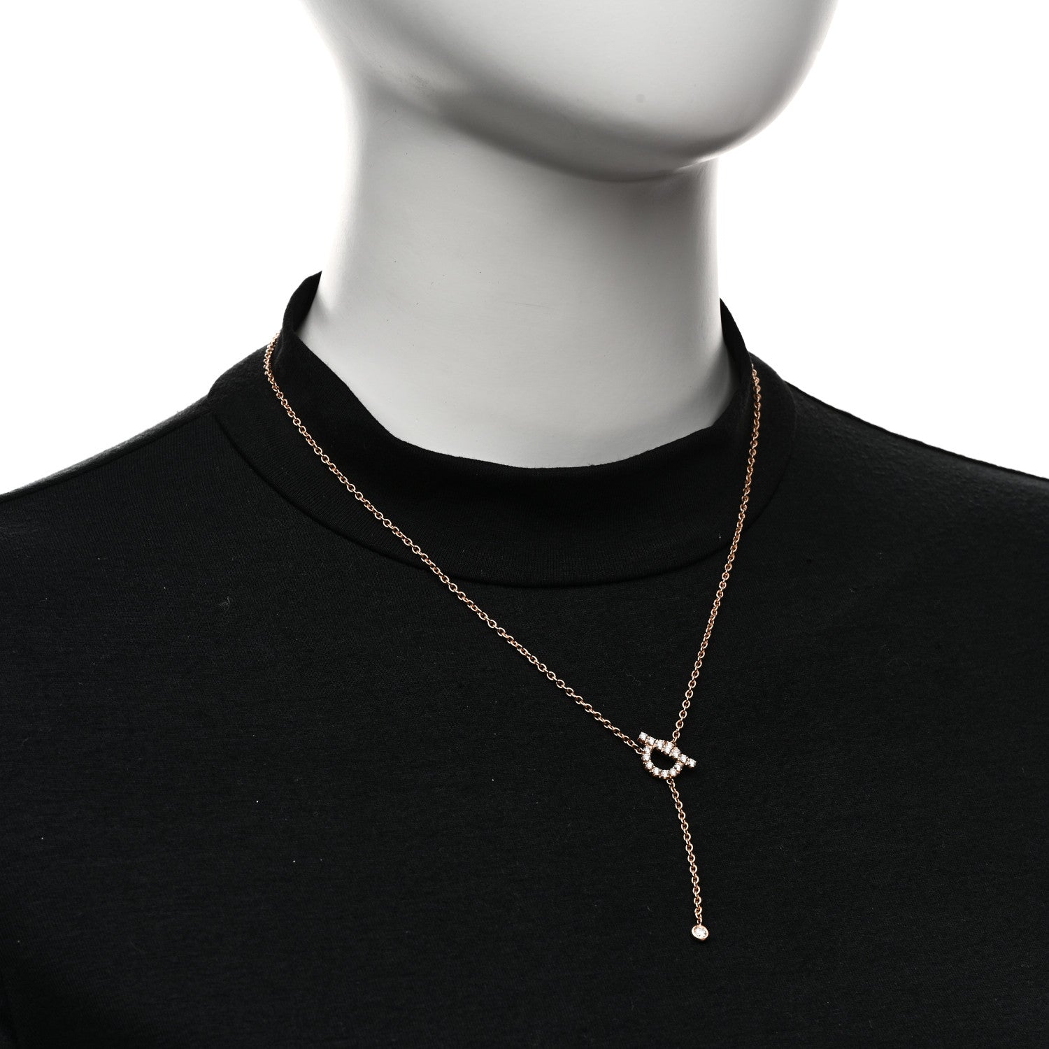 Hermes 18K Rose Gold Diamond Finesse Lariat Necklace 2 of 6