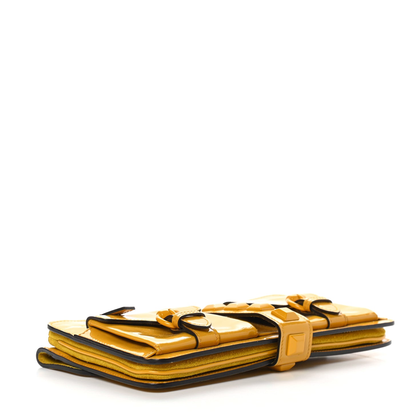 Patent Studded Wristlet Yellow