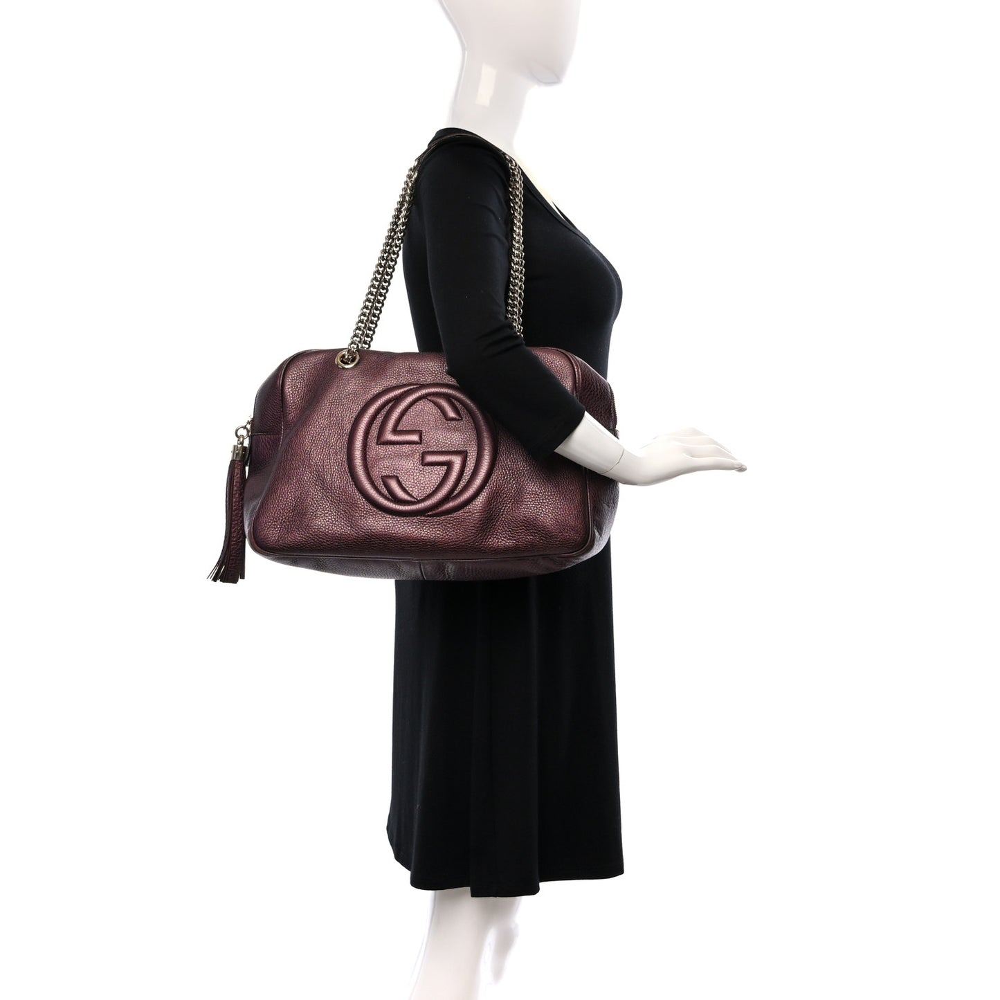 Metallic Cellarius Calfskin Medium Soho Bowler Classic Burgundy