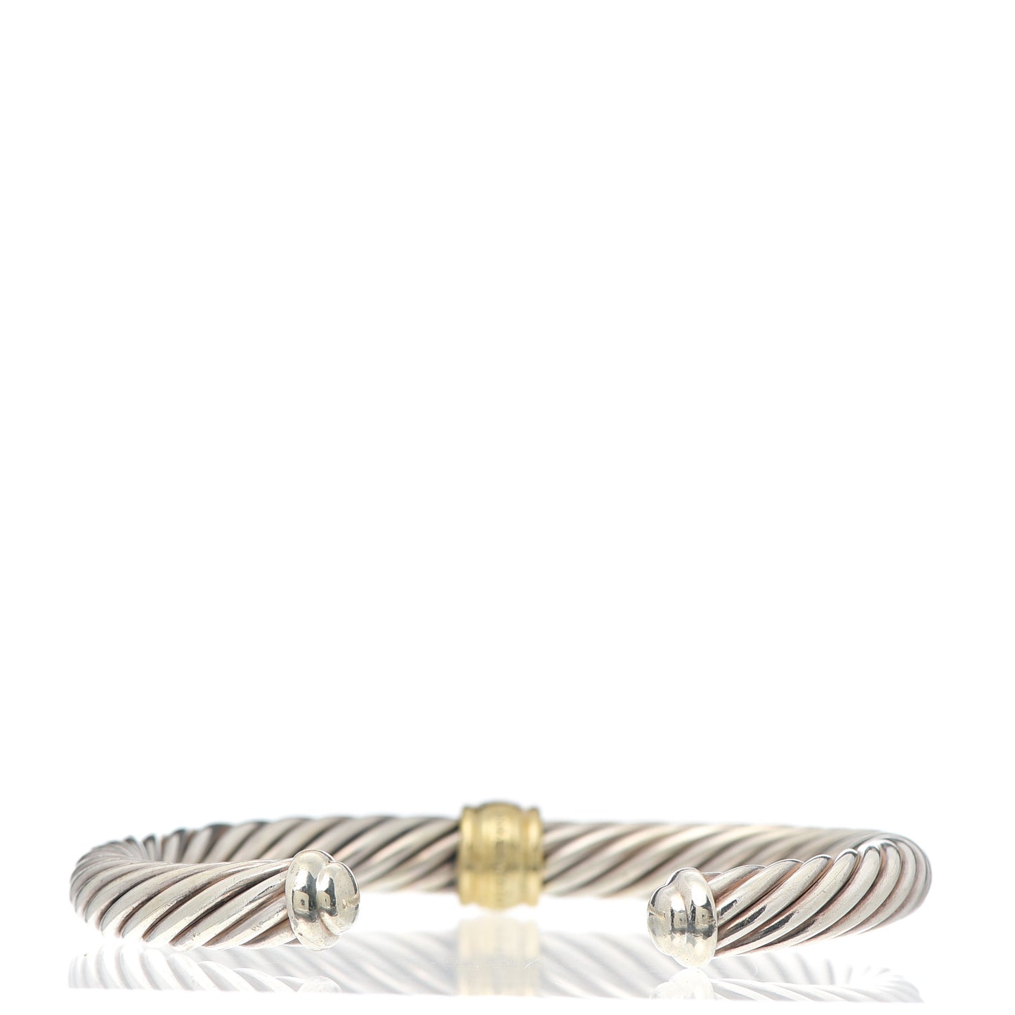 Sterling Silver 18K Yellow Gold Diamond 7mm Cable Classics Station Bracelet