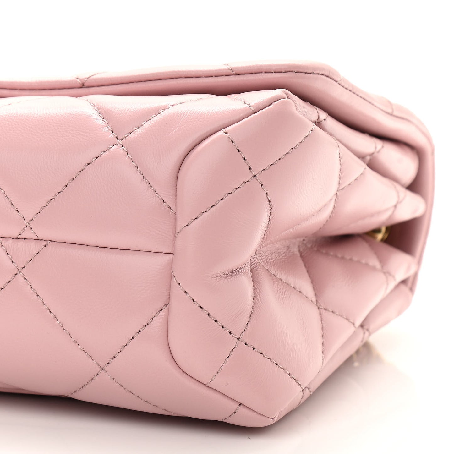 Lambskin Quilted Medium Color Match Flap Light Pink