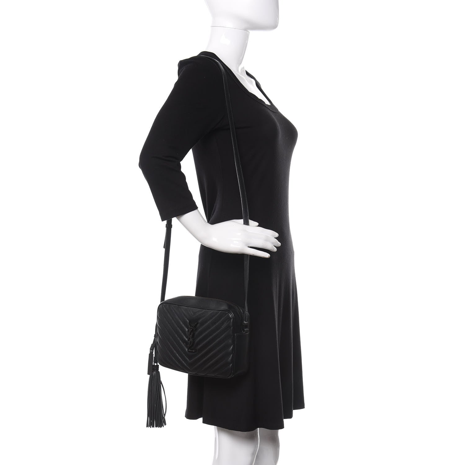Saint Laurent Calfskin Matelasse Monogram Lou Camera Bag Black 2 of 12