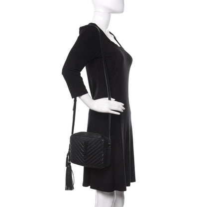 Saint Laurent Calfskin Matelasse Monogram Lou Camera Bag Black 2 of 12