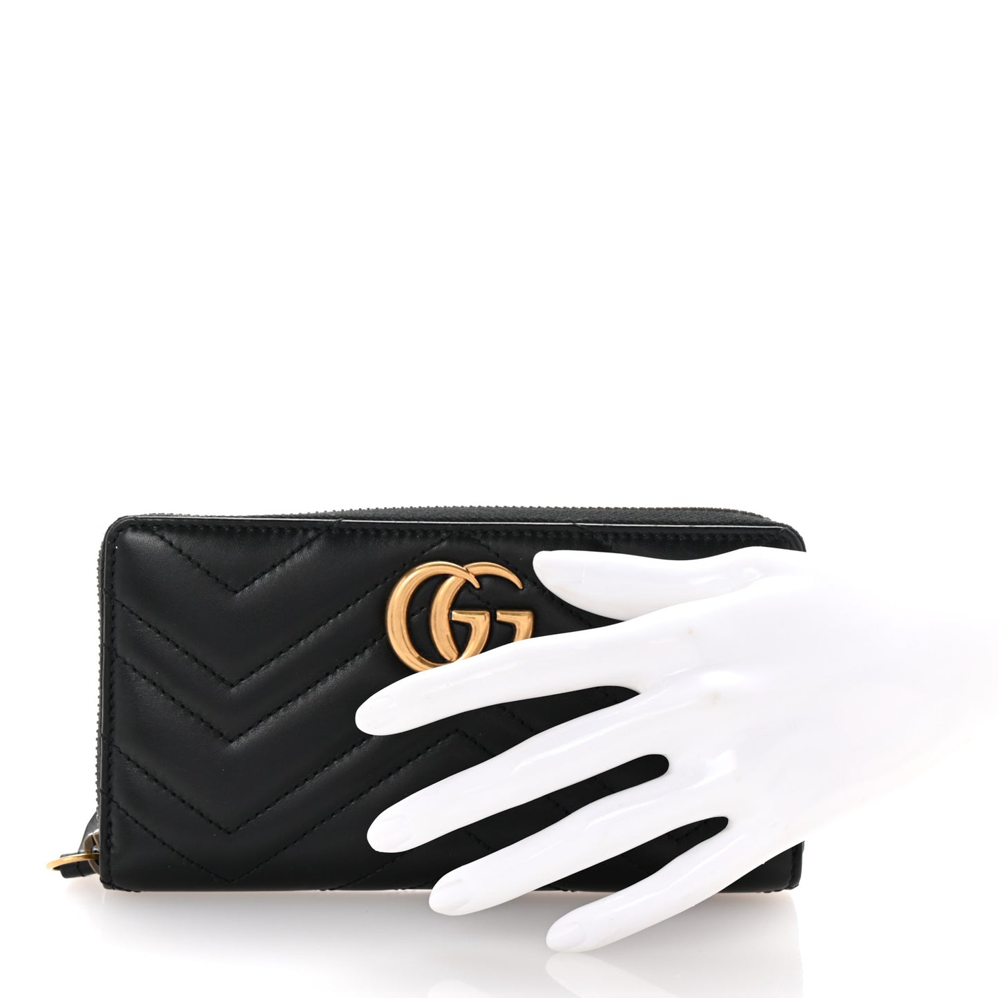 Calfskin Matelasse GG Marmont Zip Around Wallet Black