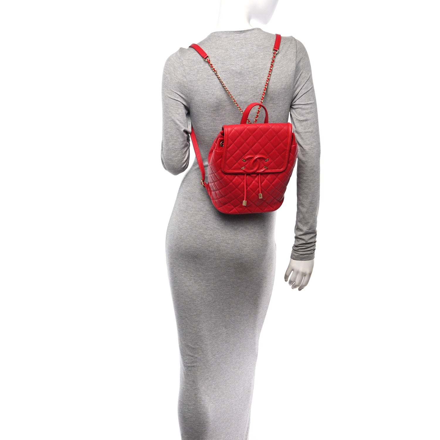 Chanel Caviar Quilted Filigree Backpack Red 2 of 19