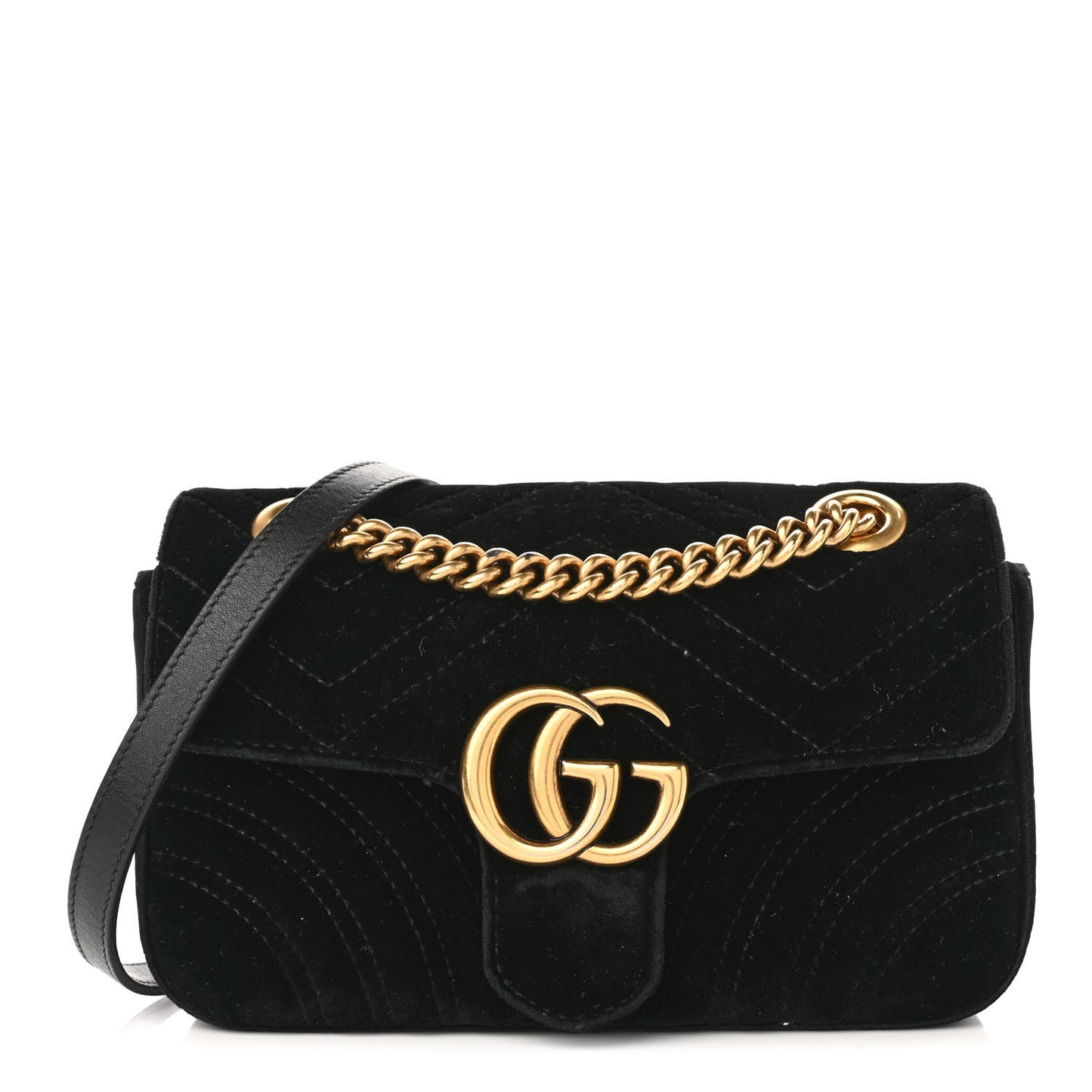 Velvet Matelasse Mini GG Marmont Shoulder Bag Black
