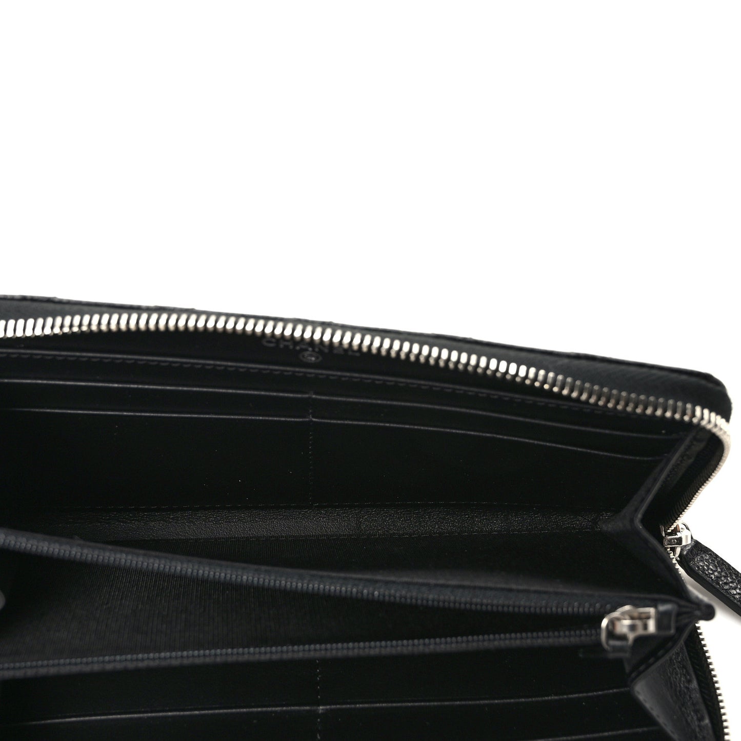 Caviar Quilted Incognito Large Gusset Zip Around Wallet Black