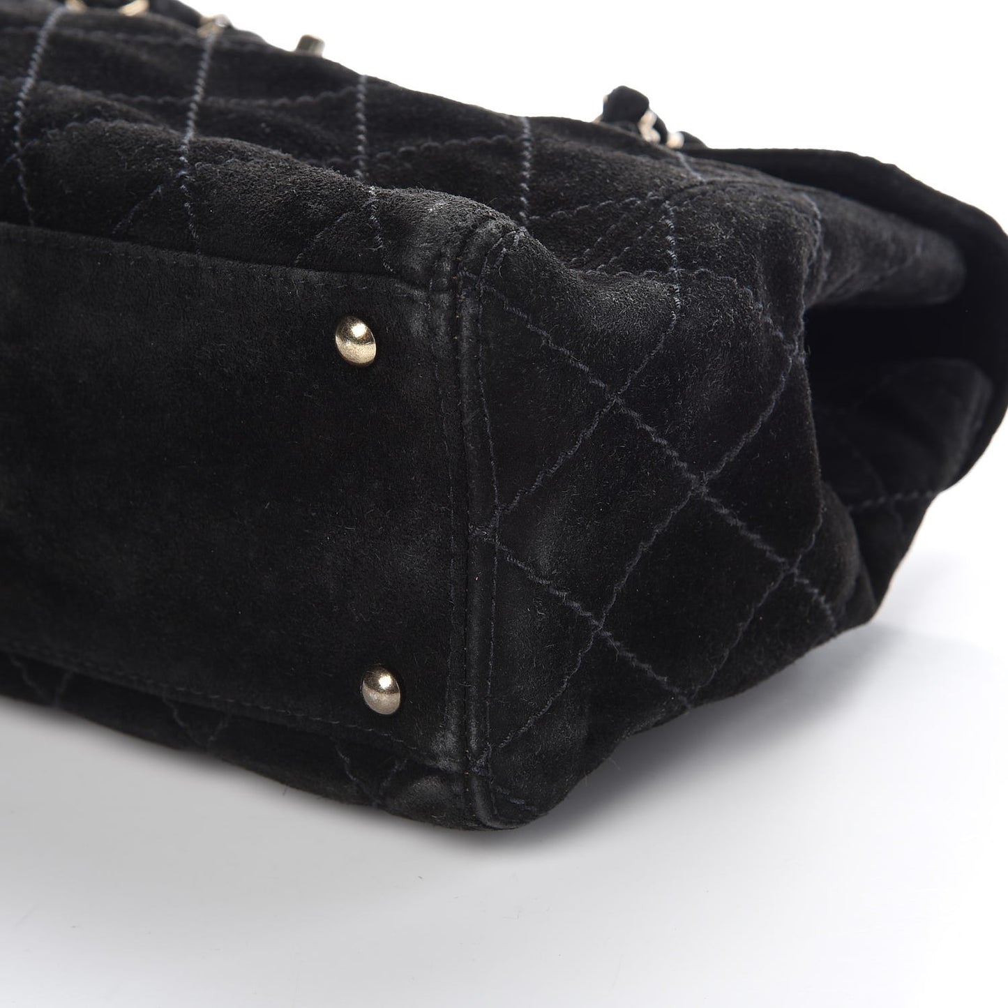 Suede Stitched Single Flap Black