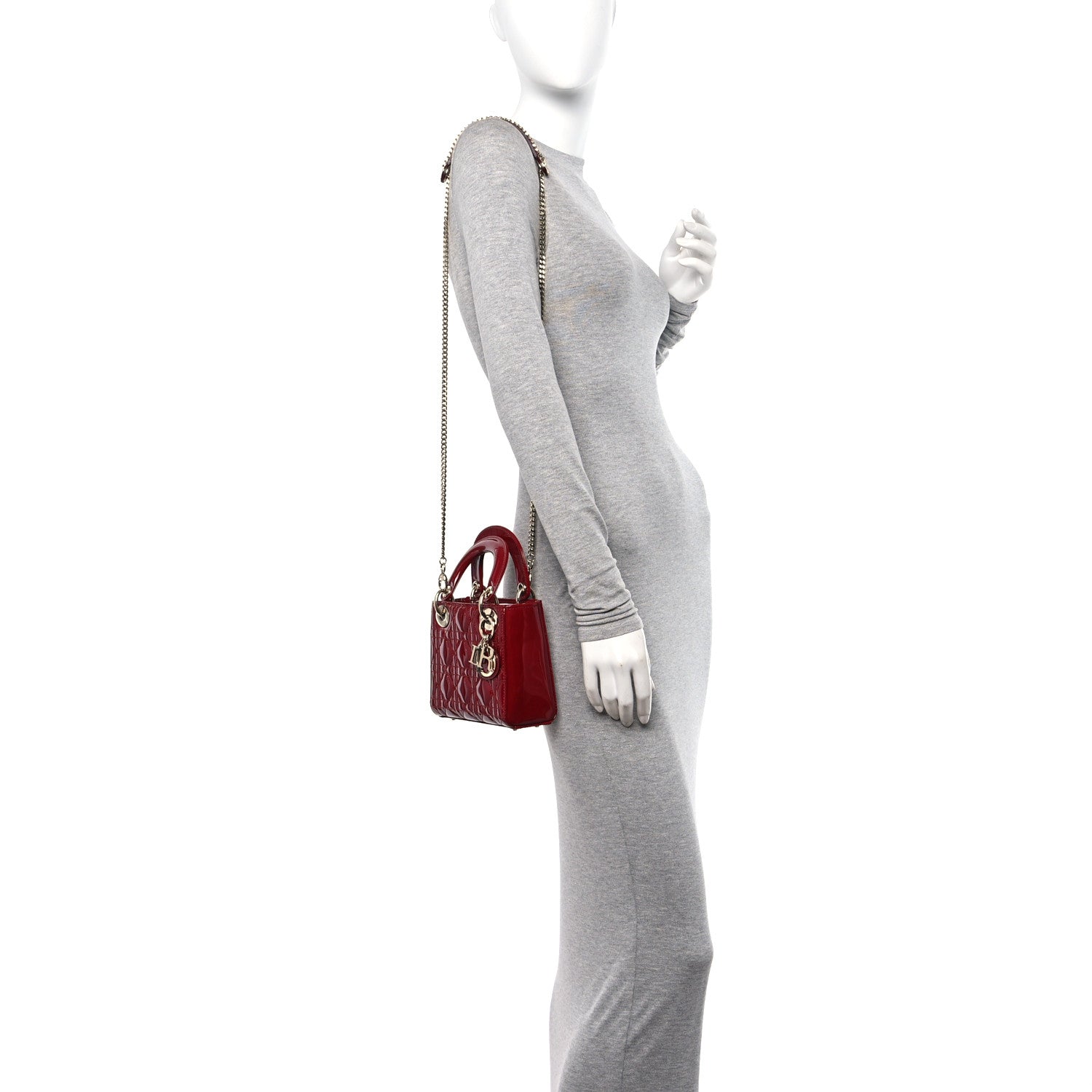 Christian Dior Patent Cannage Mini Lady Dior Red 2 of 10