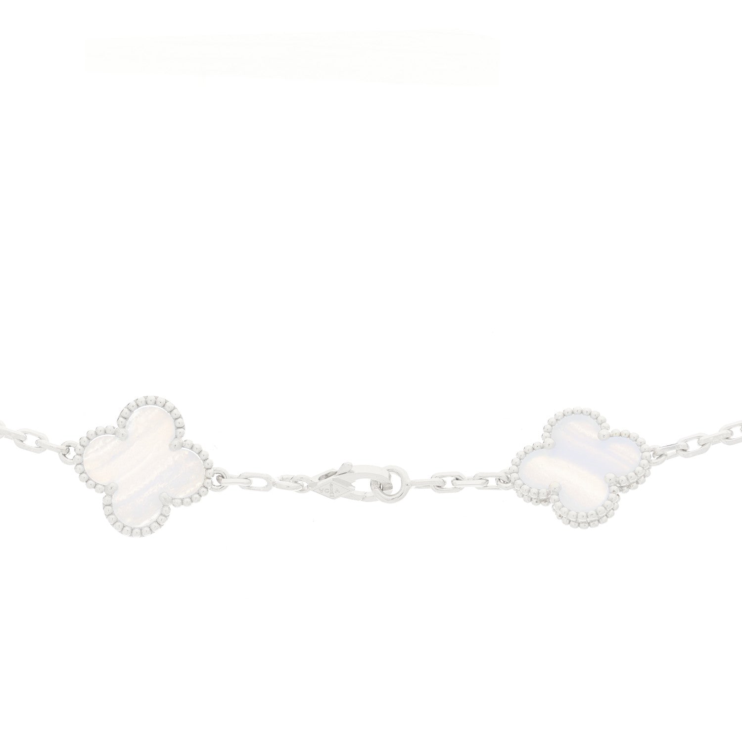 Van Cleef & Arpels 18K White Gold Chalcedony 10 Motifs Vintage Alhambra Necklace 4 of 7