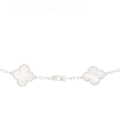 Van Cleef & Arpels 18K White Gold Chalcedony 10 Motifs Vintage Alhambra Necklace 4 of 7