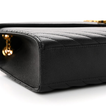 Saint Laurent Grain De Poudre Matelasse Chevron Large Monogram Satchel Black 8 of 9
