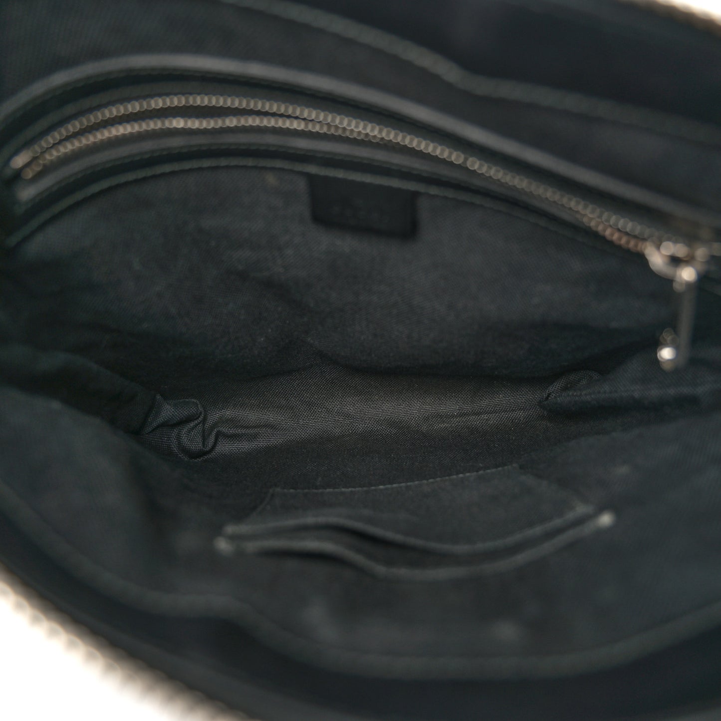 GG Supreme Monogram Appia Calfskin Web Flat Messenger Bag Black Grey