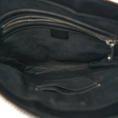 Gucci GG Supreme Monogram Appia Calfskin Web Flat Messenger Bag Black Grey 5 of 12