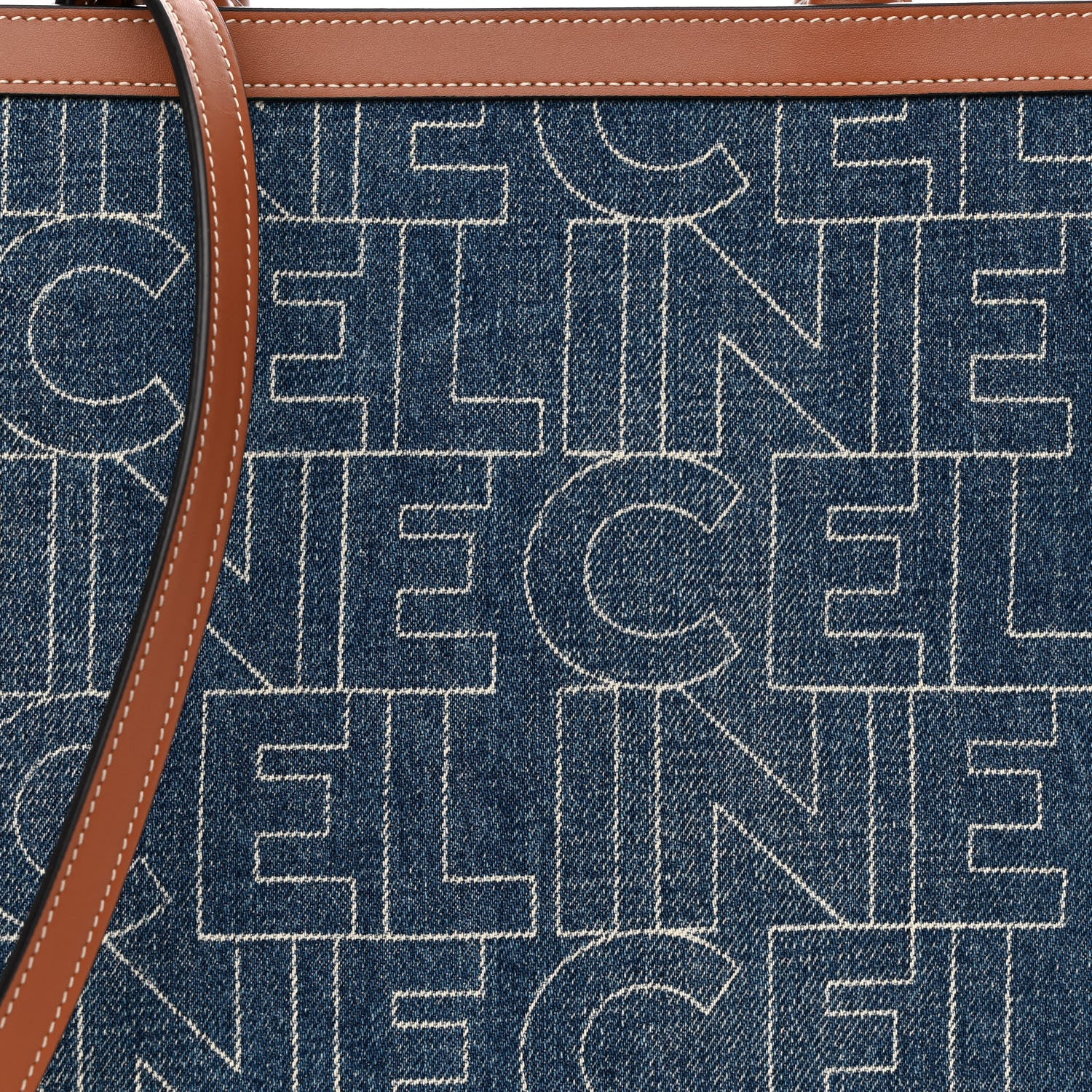 Celine Denim All Over Print Small Vertical Cabas Navy Tan 9 of 12