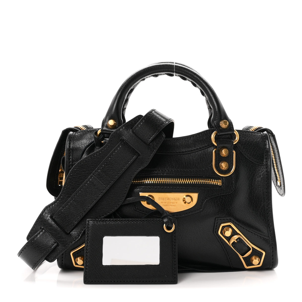 Supple Goatskin Gold Metallic Edge Hardware Mini Le City Uptown Black