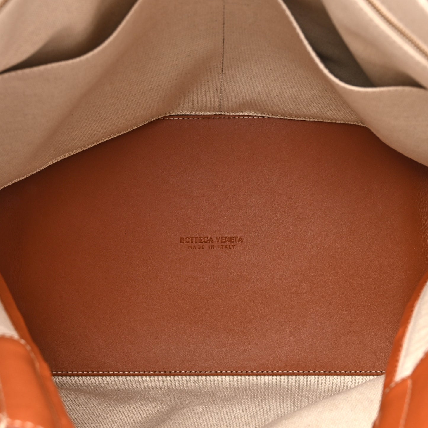 Washed Canvas Calfskin Large Andiamo  Natural Light Wood