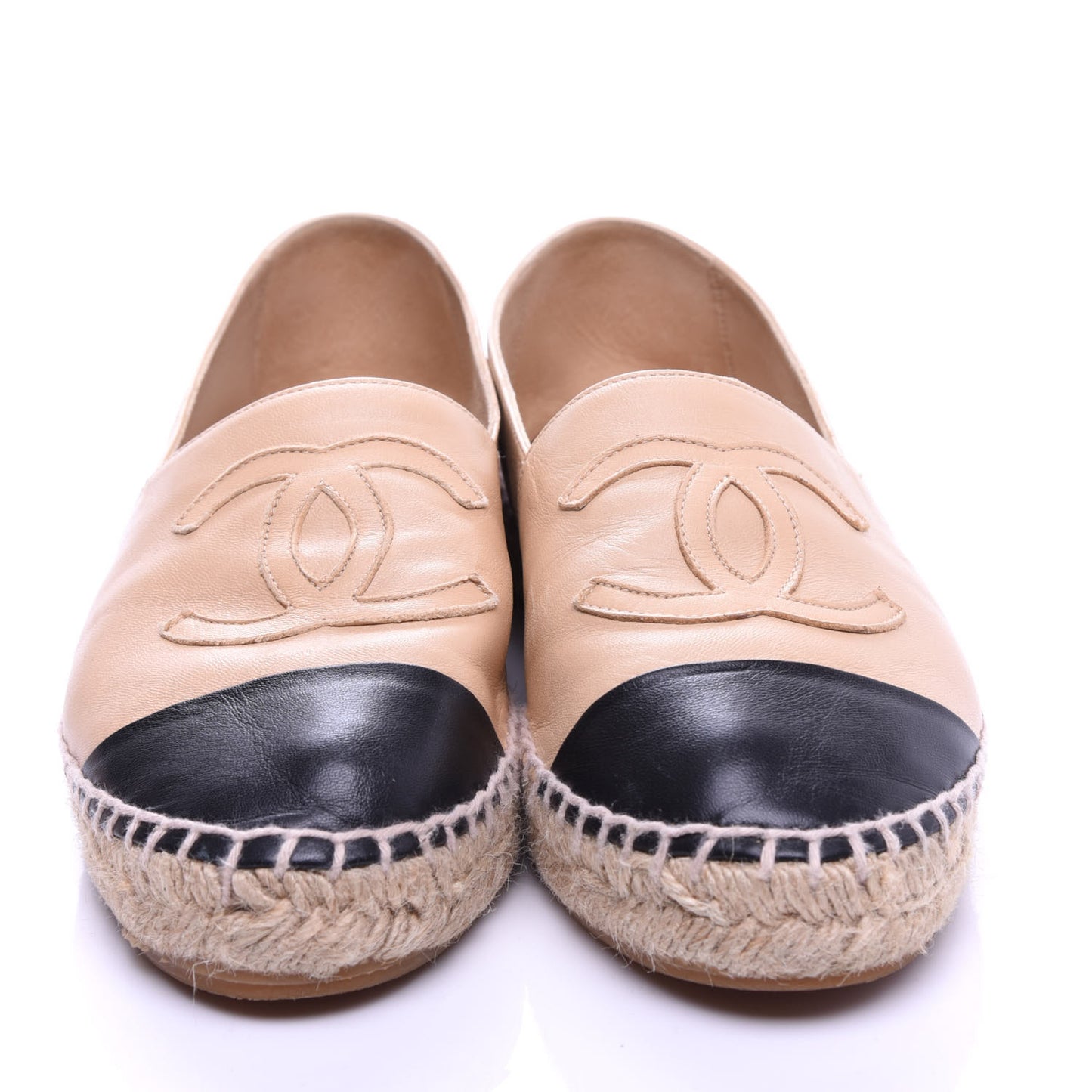 Lambskin CC Espadrilles 37 Beige Black