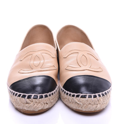 Chanel Lambskin CC Espadrilles 37 Beige Black 5 of 11