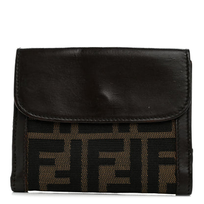 Fendi Zucca Calfskin Compact Wallet Tobacco 1 of 9