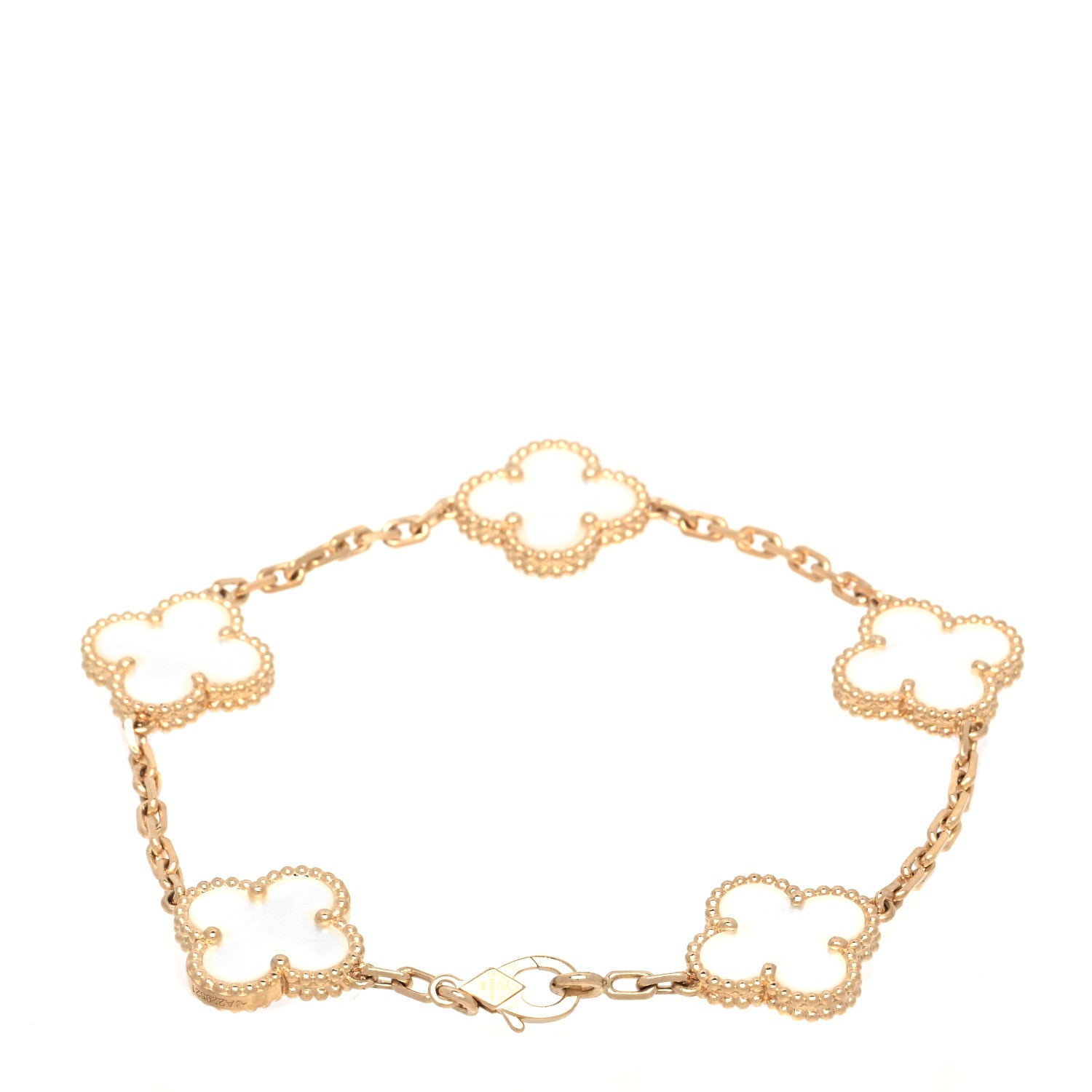 Van Cleef & Arpels 18K Yellow Gold Mother of Pearl 5 Motifs Vintage Alhambra Bracelet 2 of 7