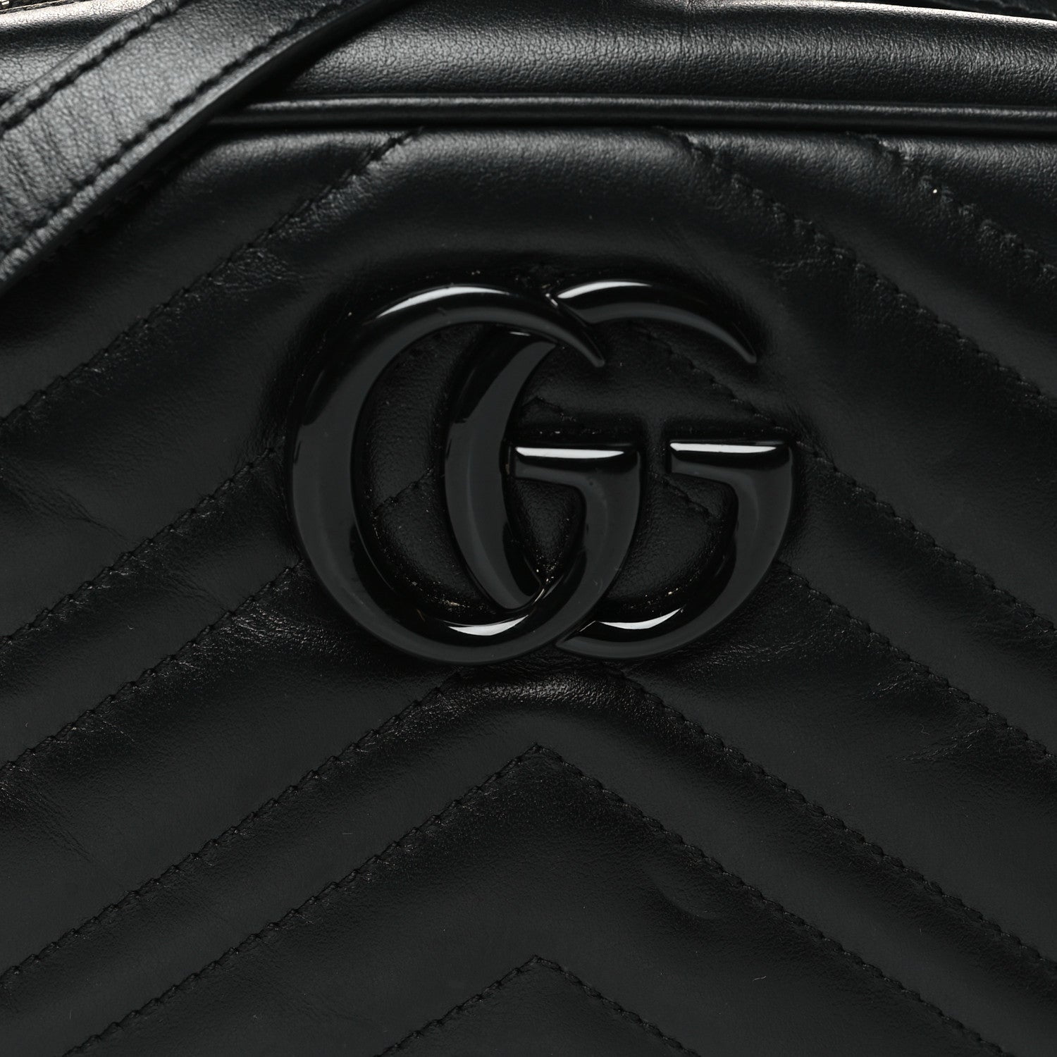 Gucci Calfskin Matelasse Monochrome Small GG Marmont Chain Shoulder Bag Black 8 of 10