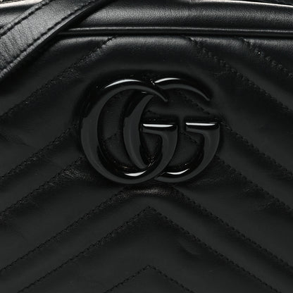Gucci Calfskin Matelasse Monochrome Small GG Marmont Chain Shoulder Bag Black 8 of 10