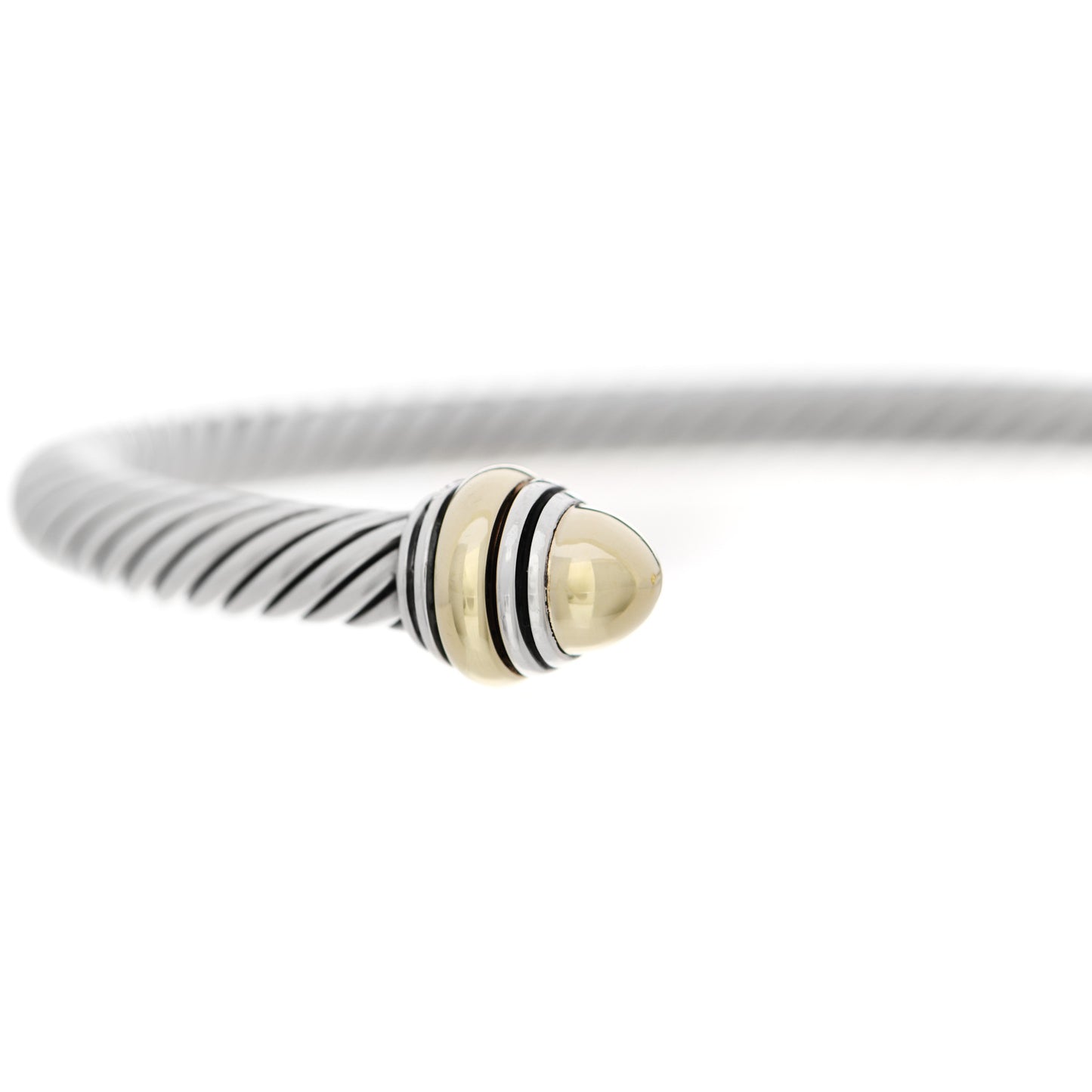 Sterling Silver 14K Yellow Gold 5mm Cable Classics Dome Bracelet