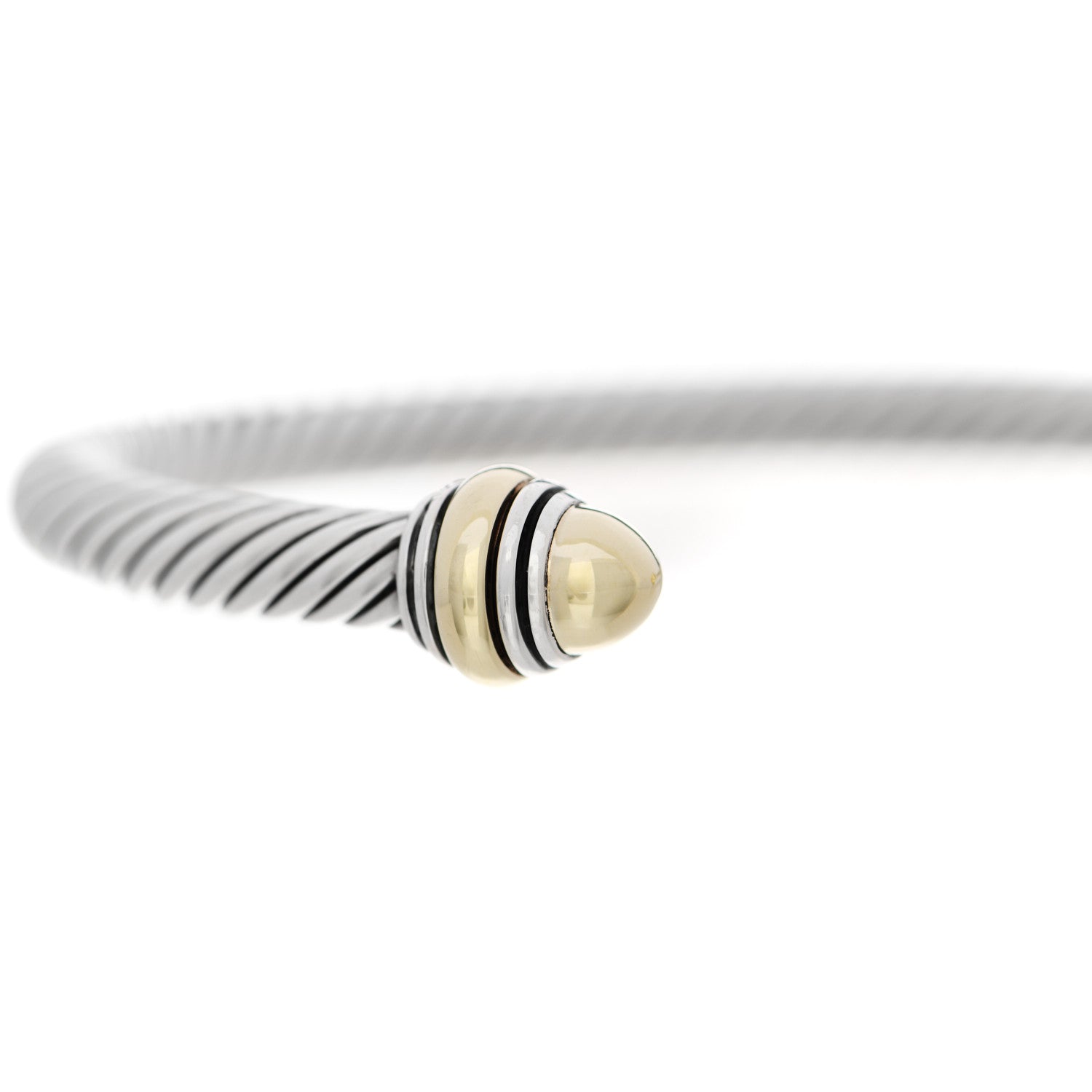 David Yurman Sterling Silver 14K Yellow Gold 5mm Cable Classics Dome Bracelet 4 of 6