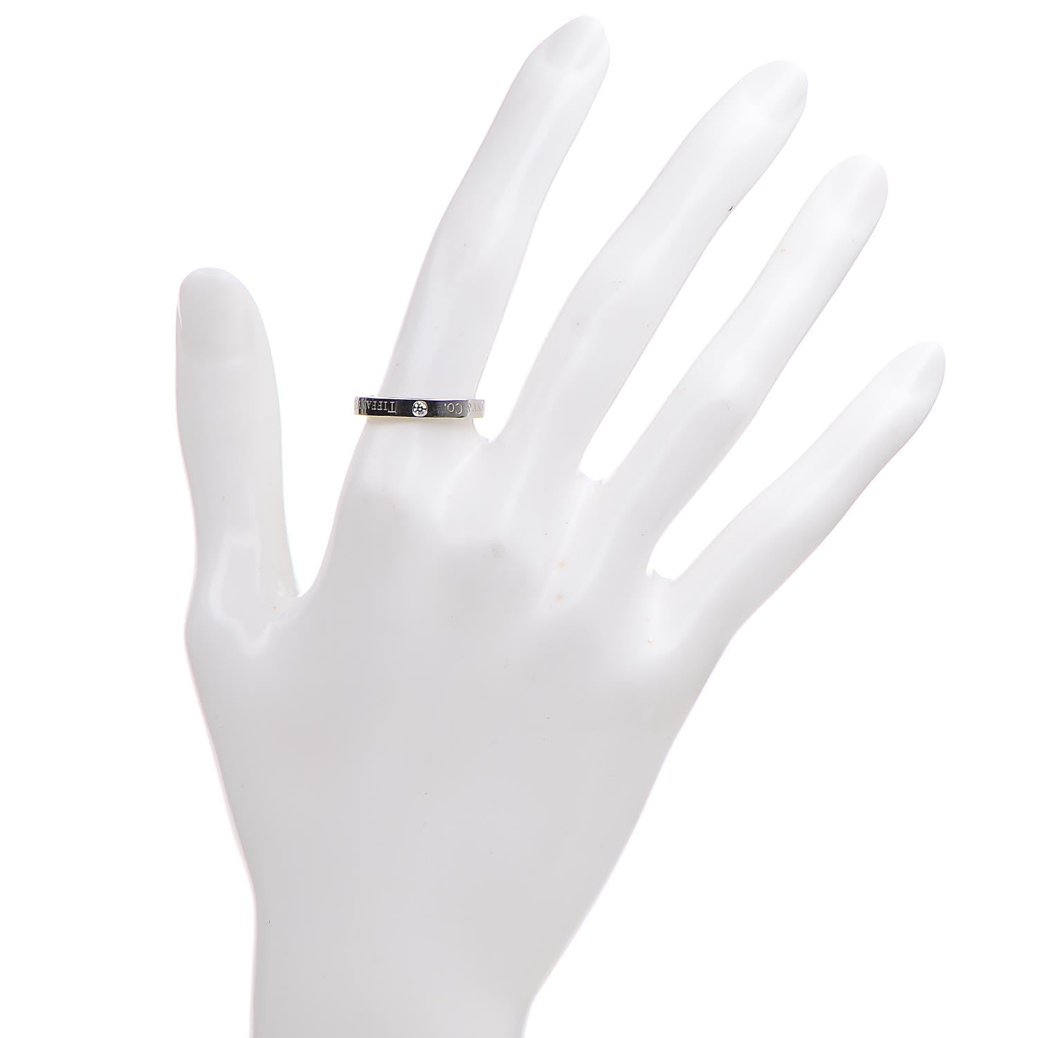 Tiffany Platinum Diamond Logo Band Ring 54.5 7 2 of 4
