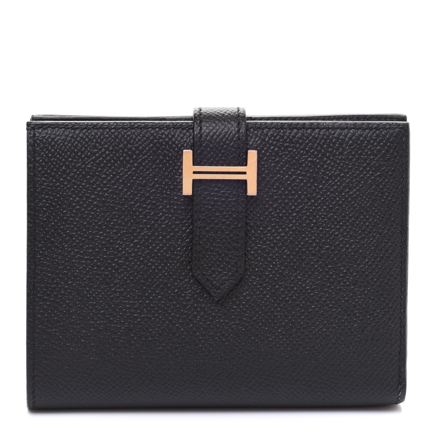 Hermes Epsom Bearn Compact Wallet Black 1 of 8