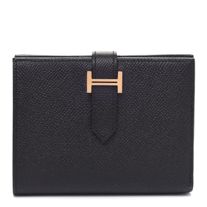 Hermes Epsom Bearn Compact Wallet Black 1 of 8