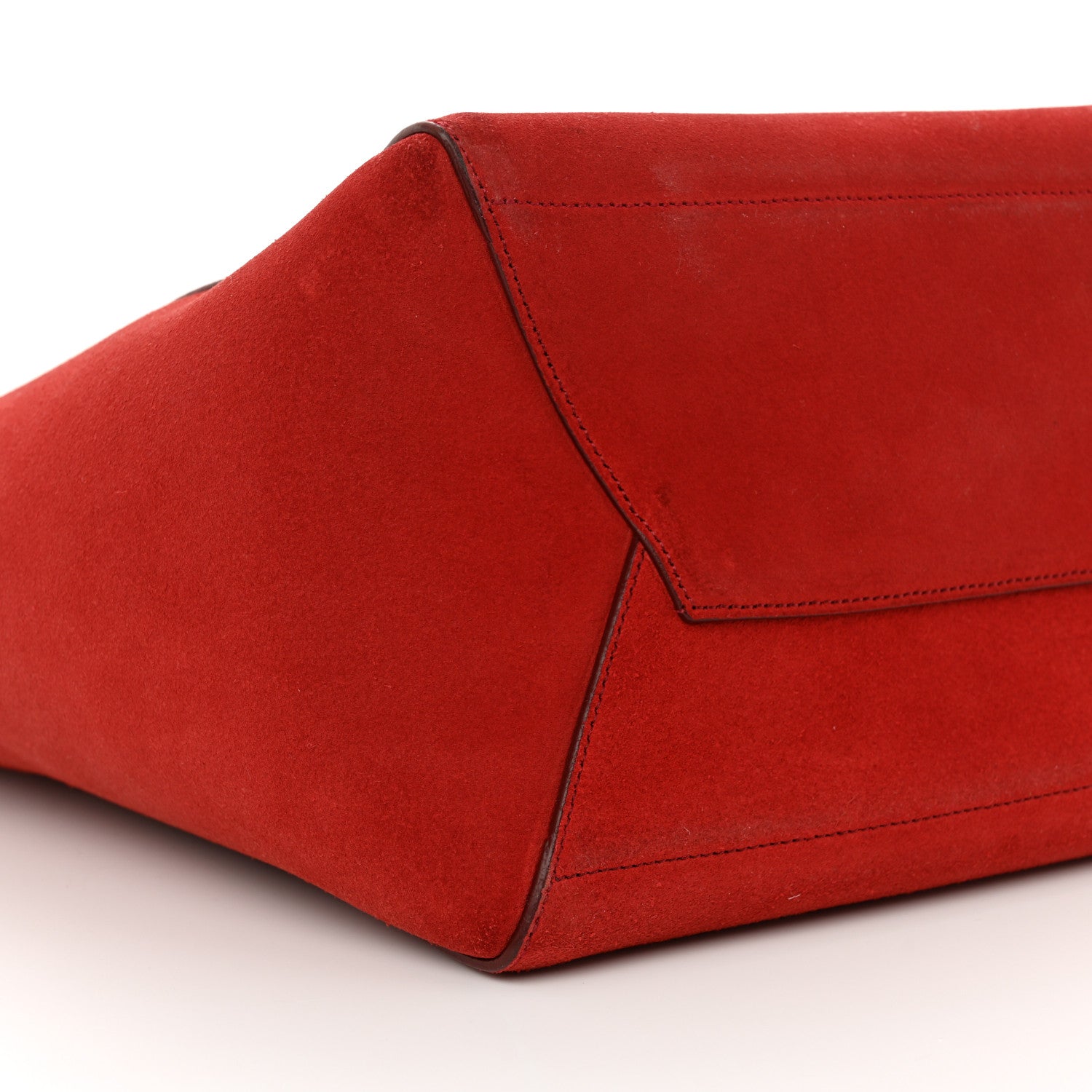 Celine Suede Calfskin Sangle Bucket Bag Red 9 of 11