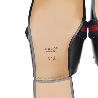 Gucci Calfskin Web Womens Peyton GG Slippers 37.5 Black 7 of 8