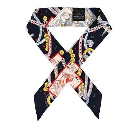 Hermes Silk Dame de Coeur Twilly Black Rouge Or 1 of 4