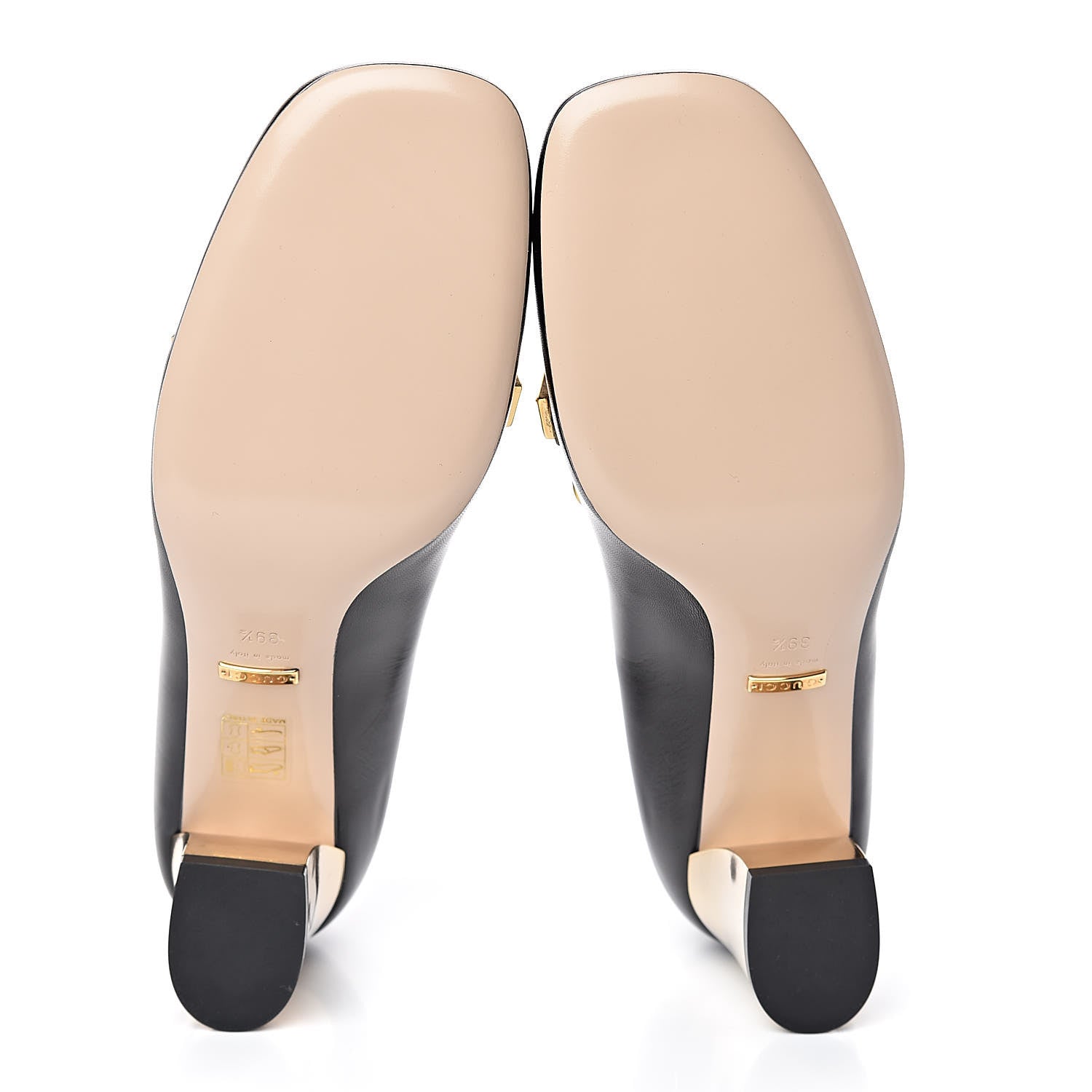 Gucci Malaga Kid Nappa GG Supreme Monogram Tiger Head Mid Heel Loafer Pumps 39.5 Black Oro Vecchio Beige 5 of 10