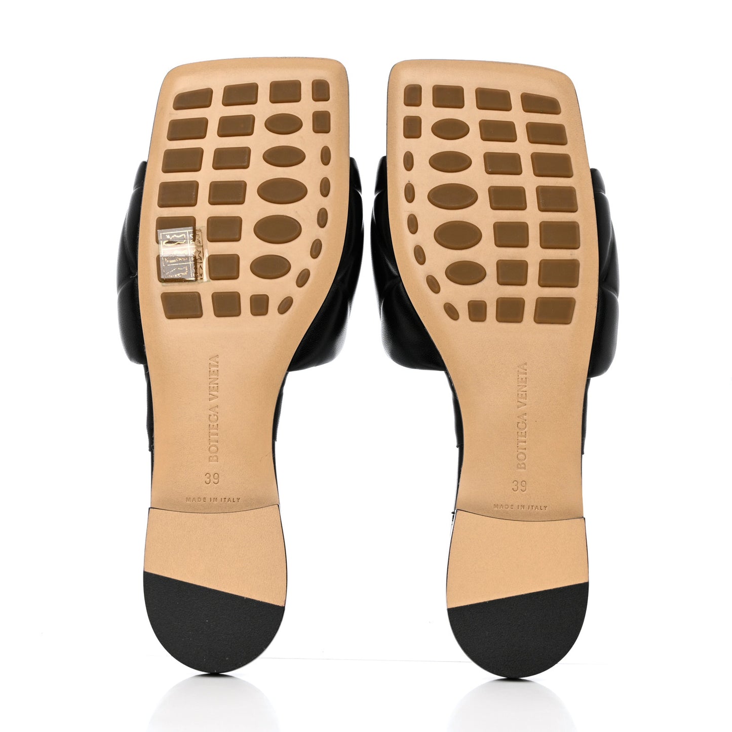 Nappa Quilted Rubber Lido Flat Sandals 39 Black