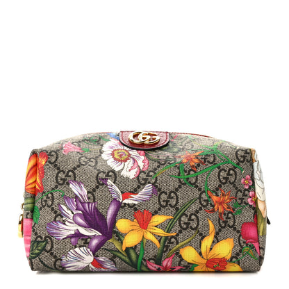 Gucci Soft GG Supreme Monogram Flora Calfskin Medium Ophidia Cosmetic Case Beige Ebony Multicolor Rosso 1 of 9