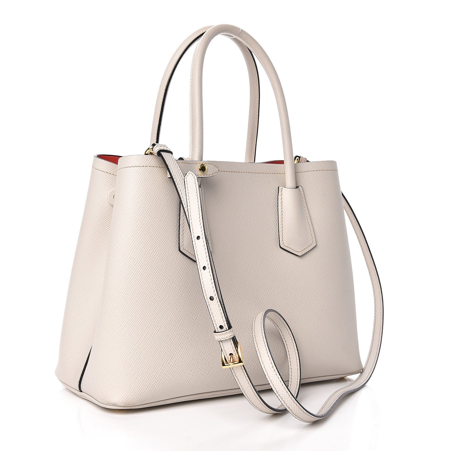 Saffiano Cuir Small Double Bag Talco Fuoco