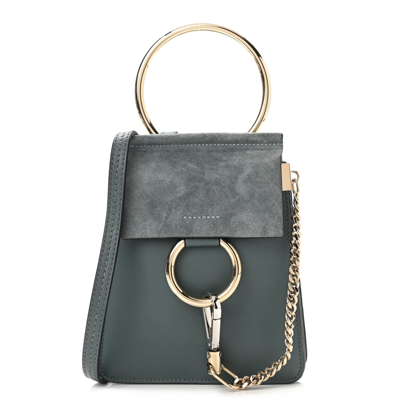 Suede Calfskin Mini Faye Bracelet Bag Cloudy Blue